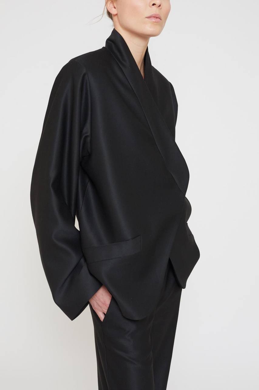 Women’s classic wool two-piece suit high waist wide leg pants & oversized blazer