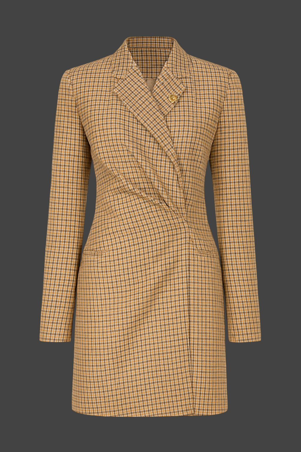 Elegant beige check two-piece suit women – Italian wool silk by Von Emme