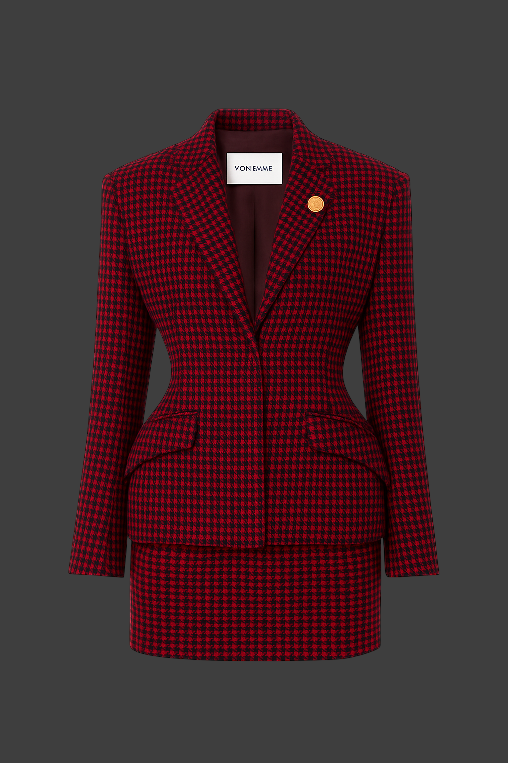 Von Emme – Burgundy Houndstooth Wool Suit
