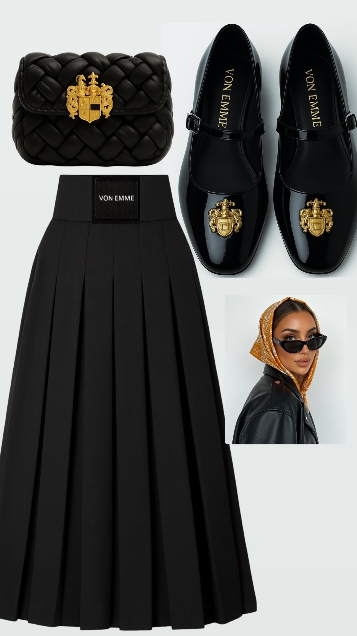 Von Emme – Italian Wool Pleated Black Skirt