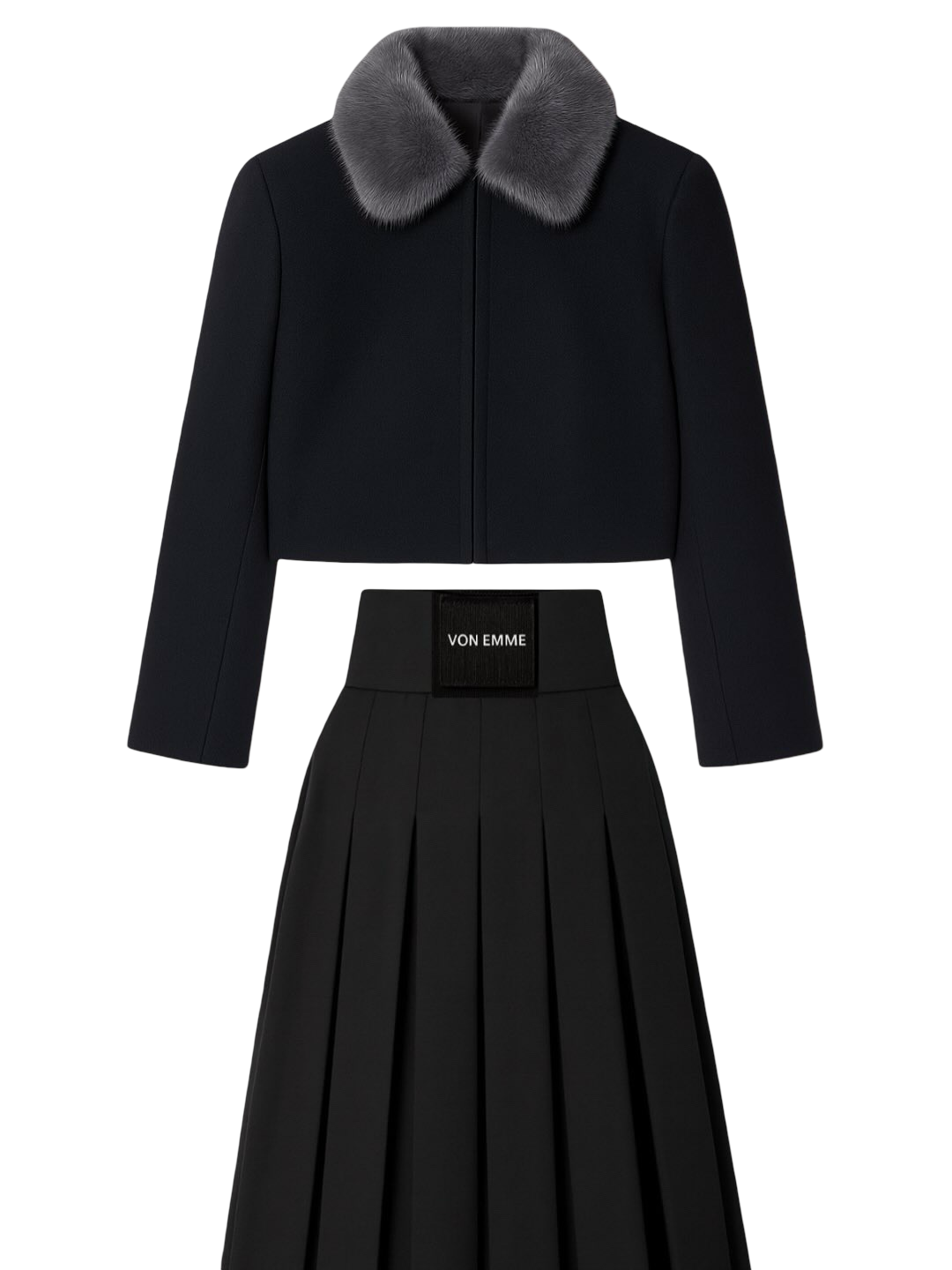 Von Emme – Italian Wool Pleated Black Skirt