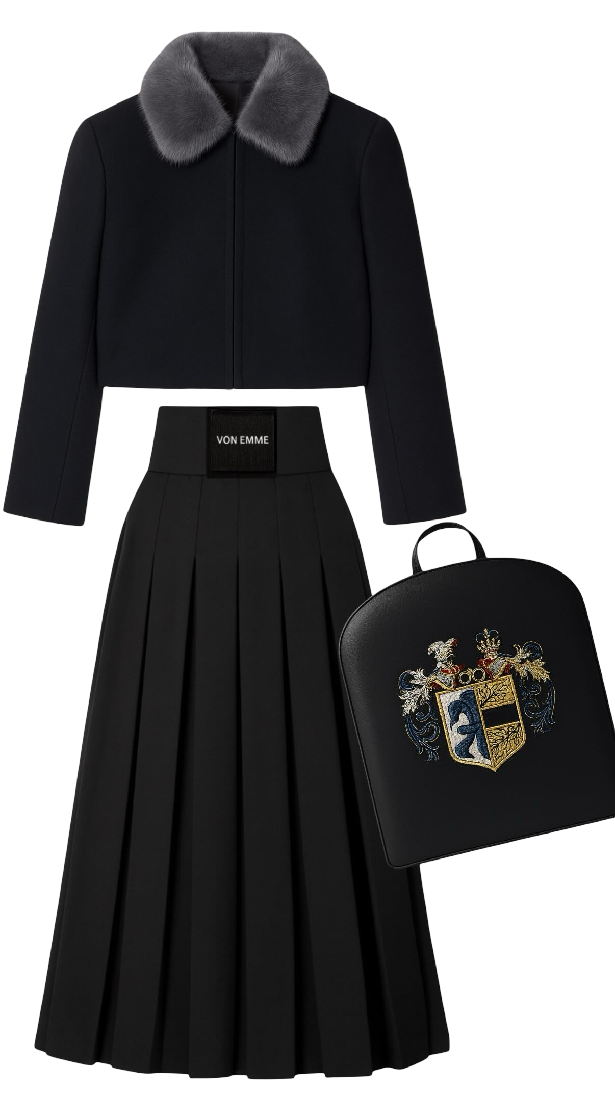 Von Emme – Italian Wool Pleated Black Skirt