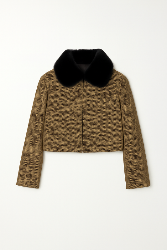Von Emme – Cropped Wool Jacket with Mink Collar