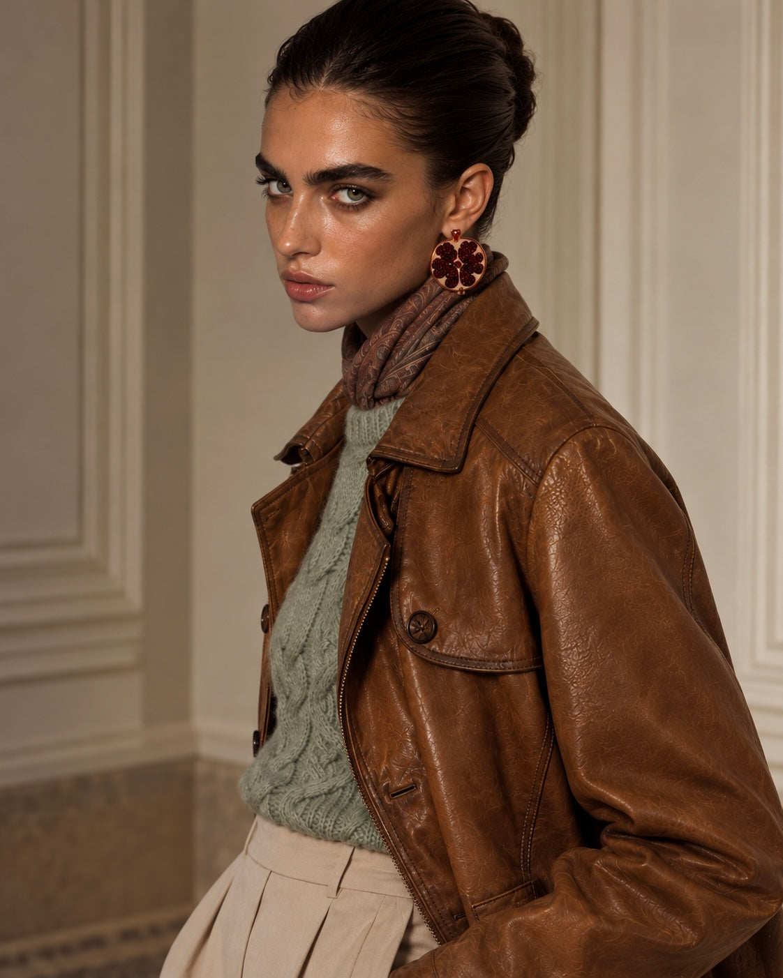 THE COGNAC LEATHER BIKER JACKET