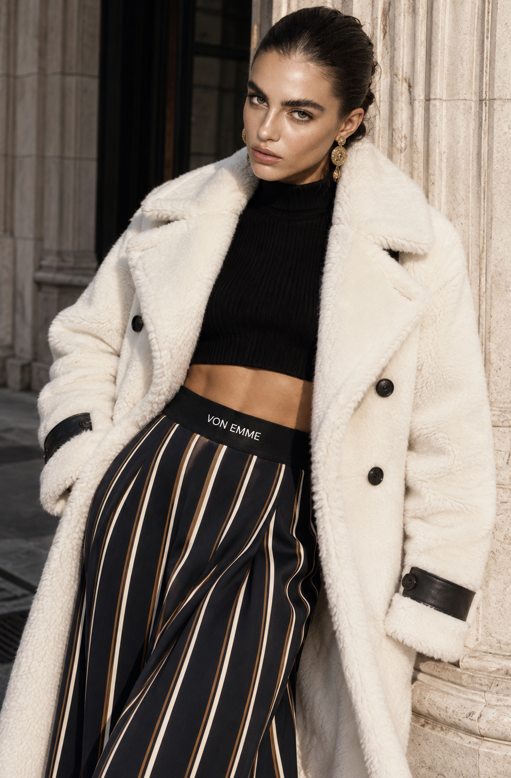 THE IVORY SHEARLING COAT | Women's Genuine Sheepskin Long Coat
