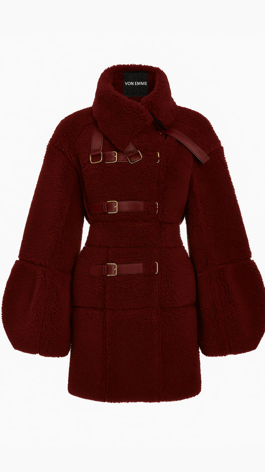 Von Emme – Burgundy Shearling Coat