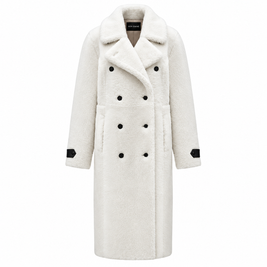 THE IVORY SHEARLING COAT | Women's Genuine Sheepskin Long Coat
