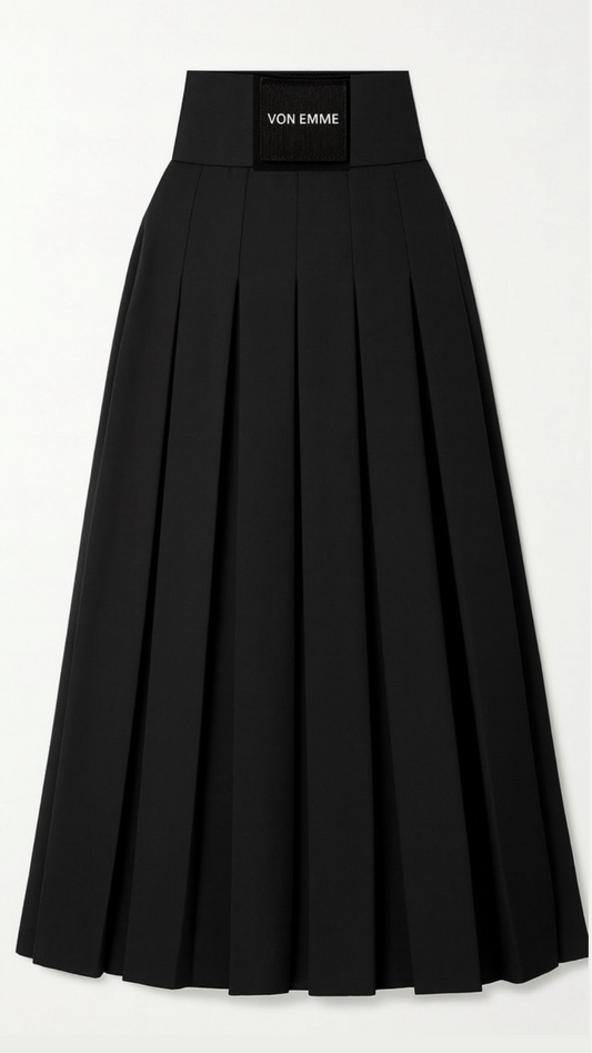 Von Emme – Italian Wool Pleated Black Skirt