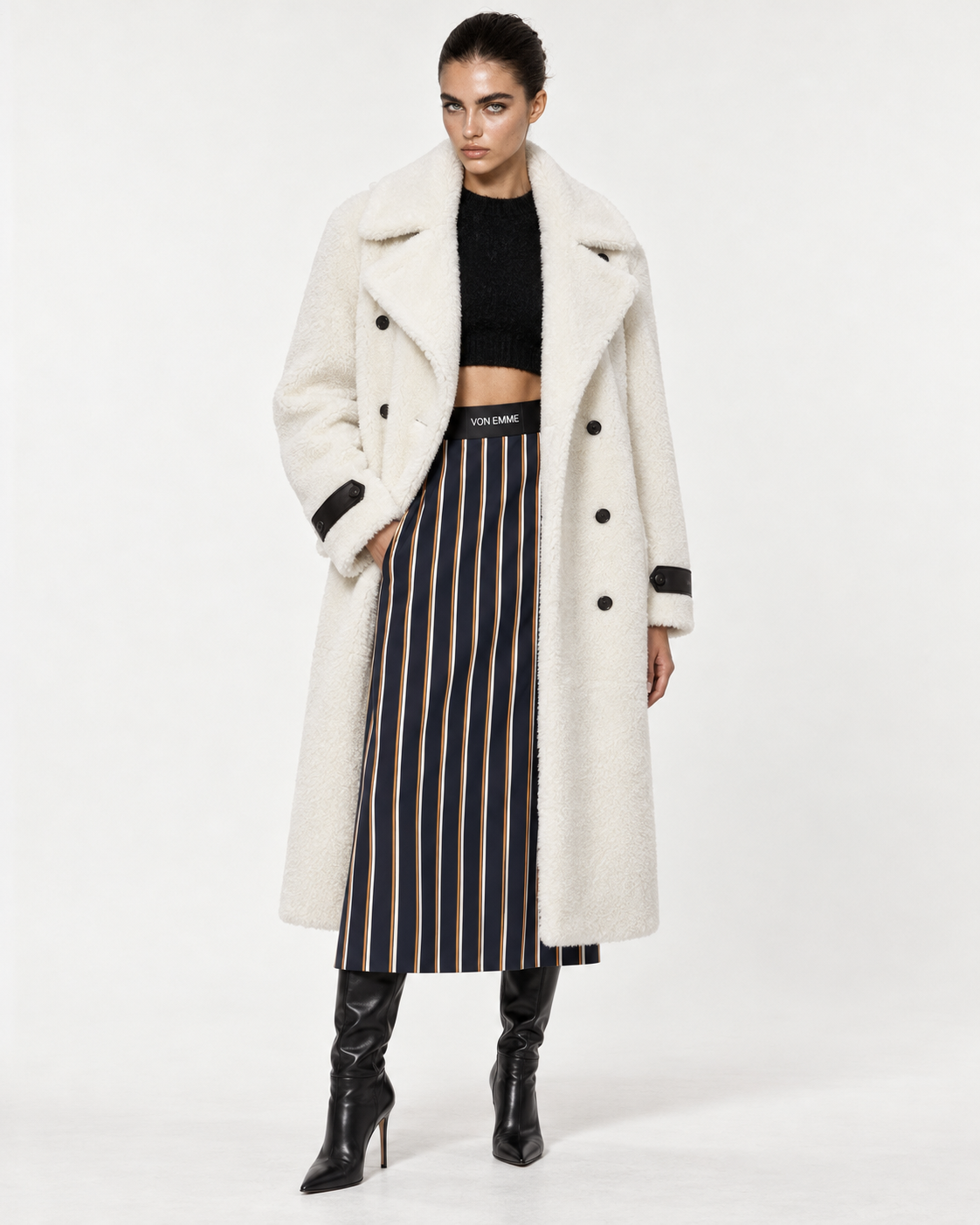 THE IVORY SHEARLING COAT | Women's Genuine Sheepskin Long Coat