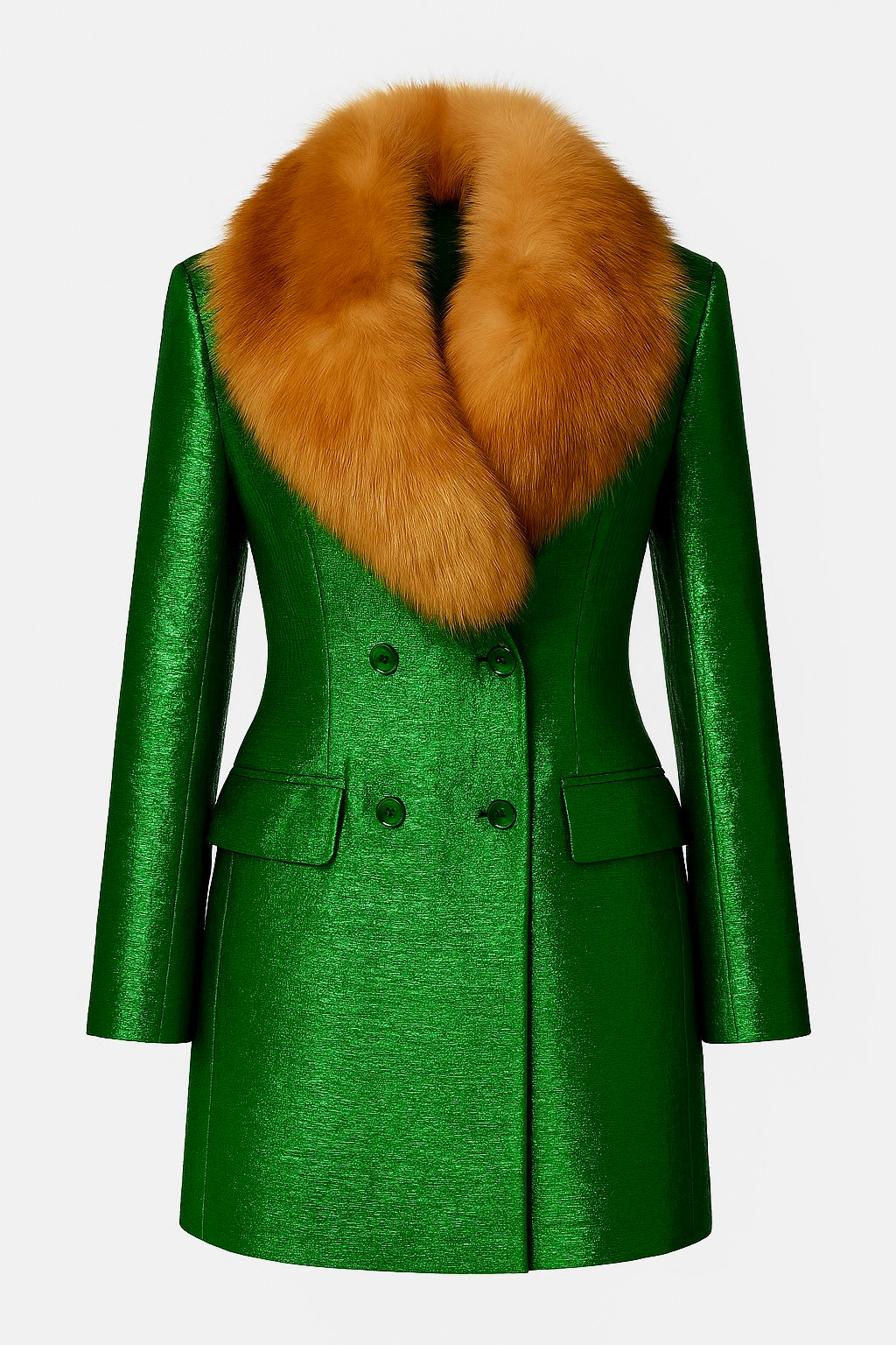 Von Emme – Emerald Power Suit with Fox Collar