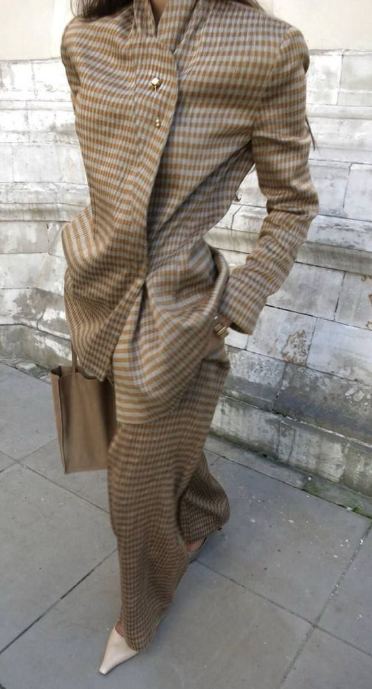 Checked Wool & Silk Suit