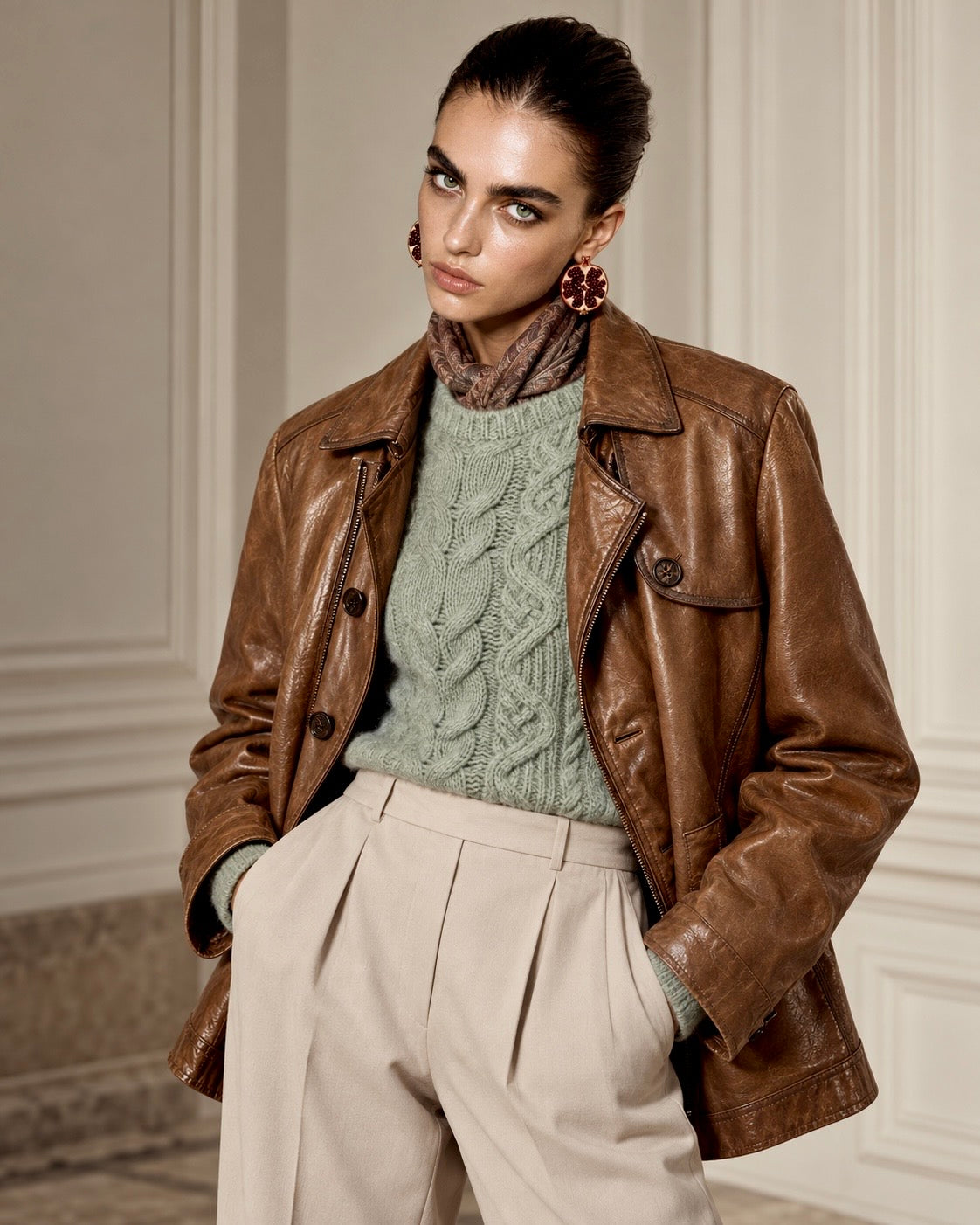 THE COGNAC LEATHER BIKER JACKET