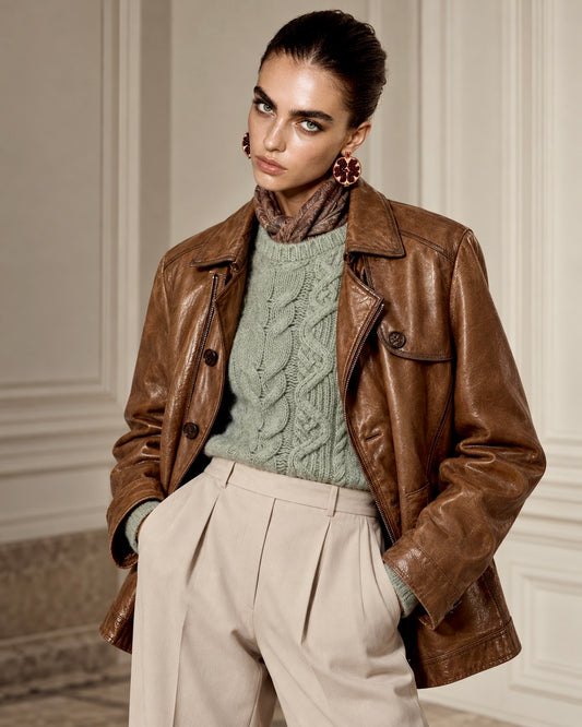 THE COGNAC LEATHER BIKER JACKET