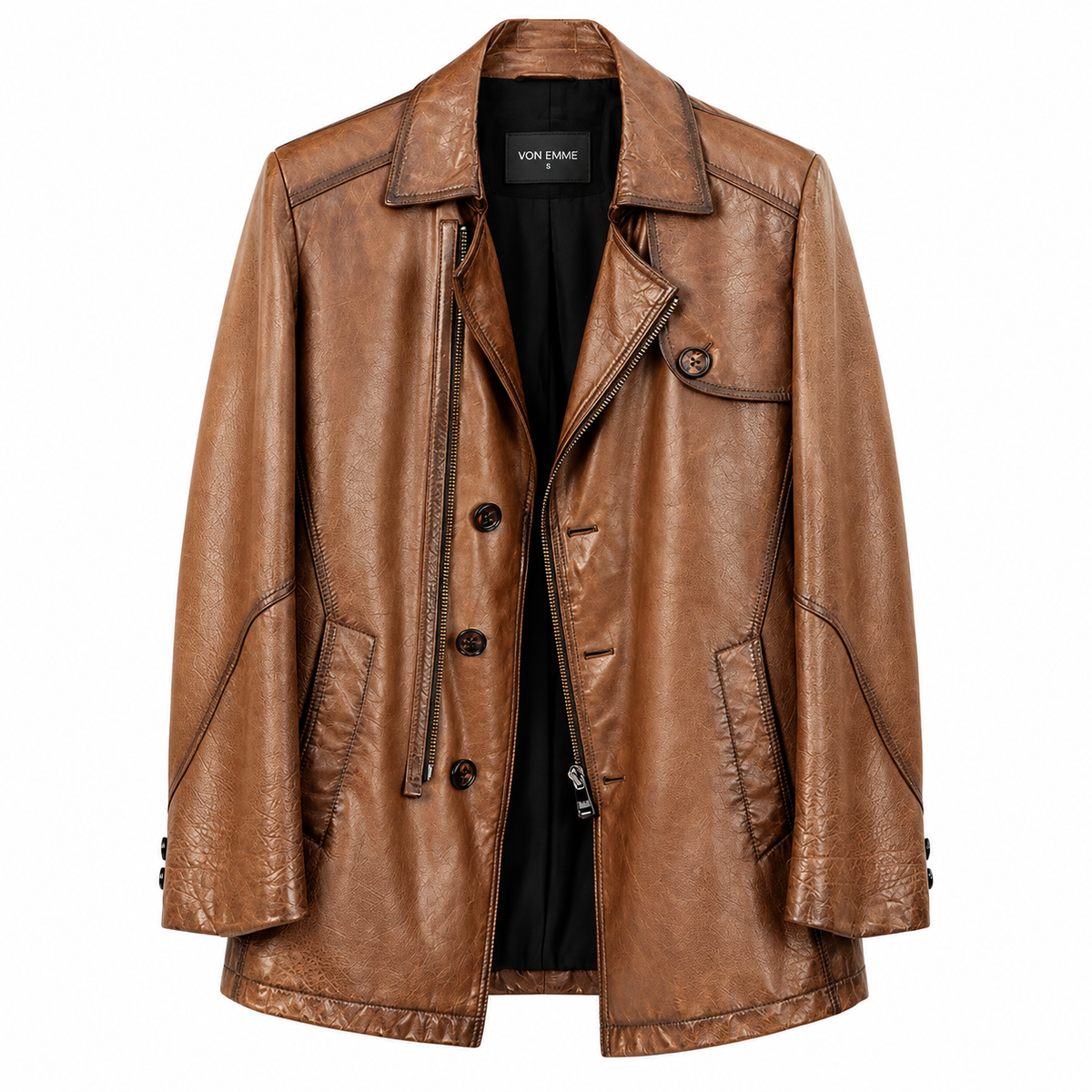 THE COGNAC LEATHER BIKER JACKET