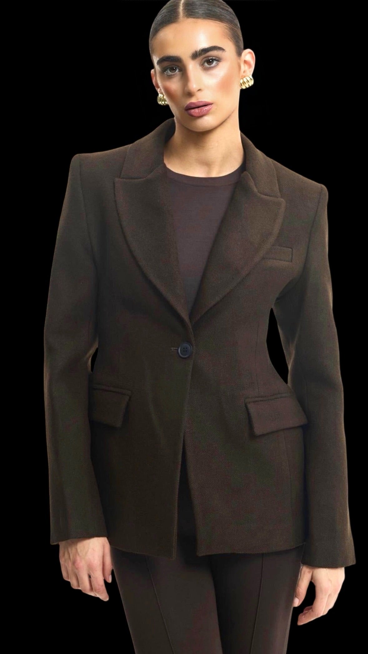 Espresso Sculpted Wool Blazer