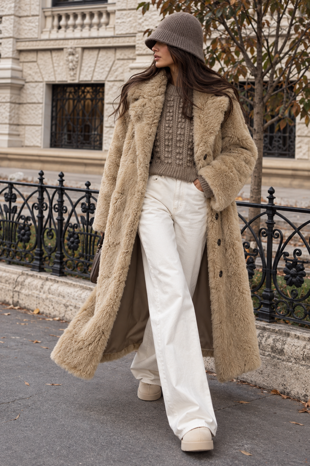 LONG SHEARLING COAT