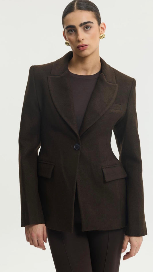Espresso Sculpted Wool Blazer
