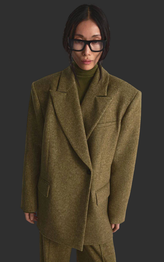 Von Emme Olive Wool Oversized Blazer