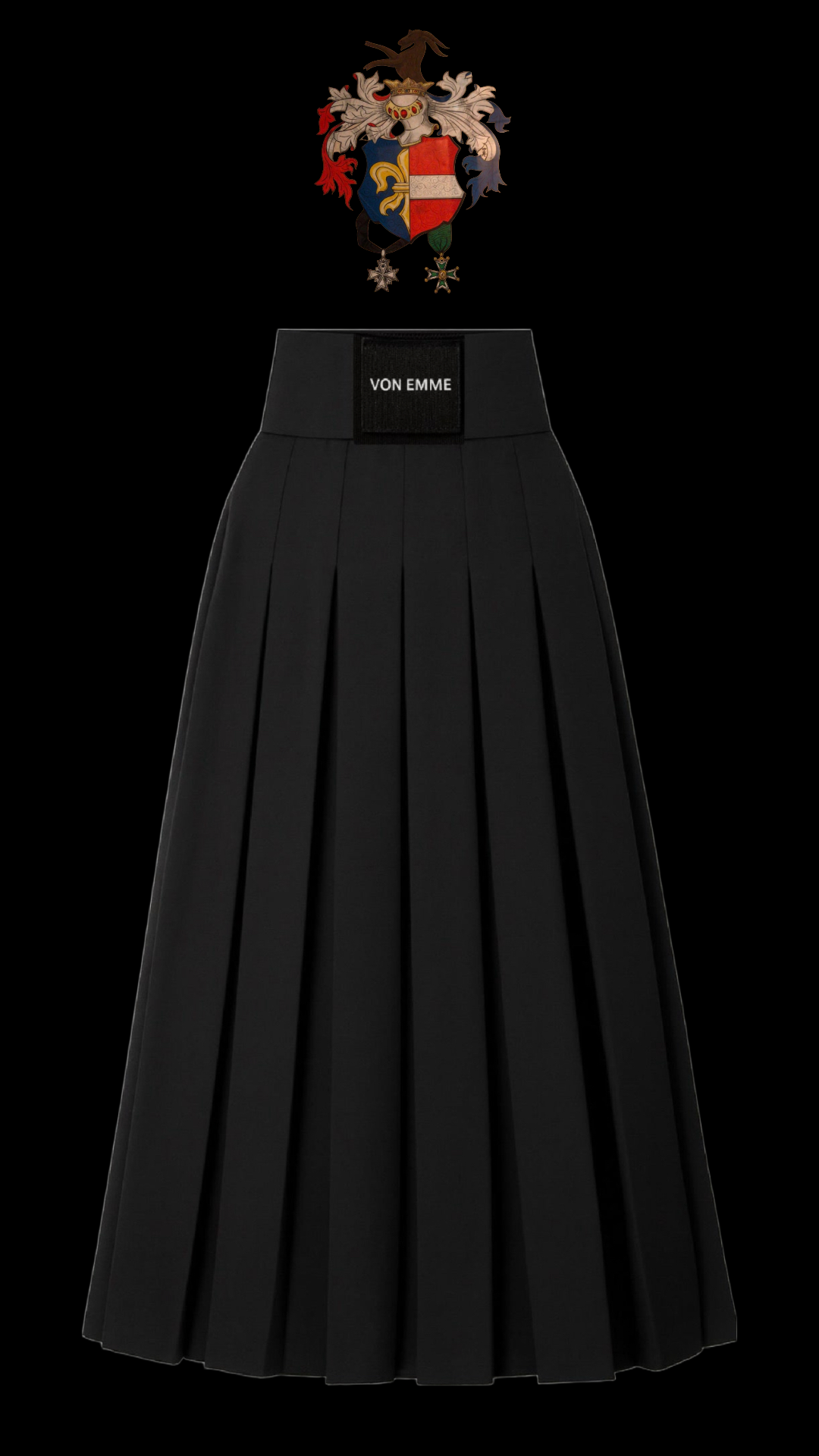 Von Emme – Italian Wool Pleated Black Skirt